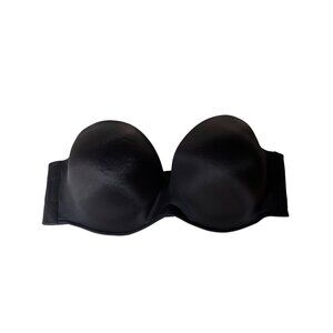 Cacique Bra‎ Size 46DDD Strapless Padded Formal Black Bustier Push Up Underwire